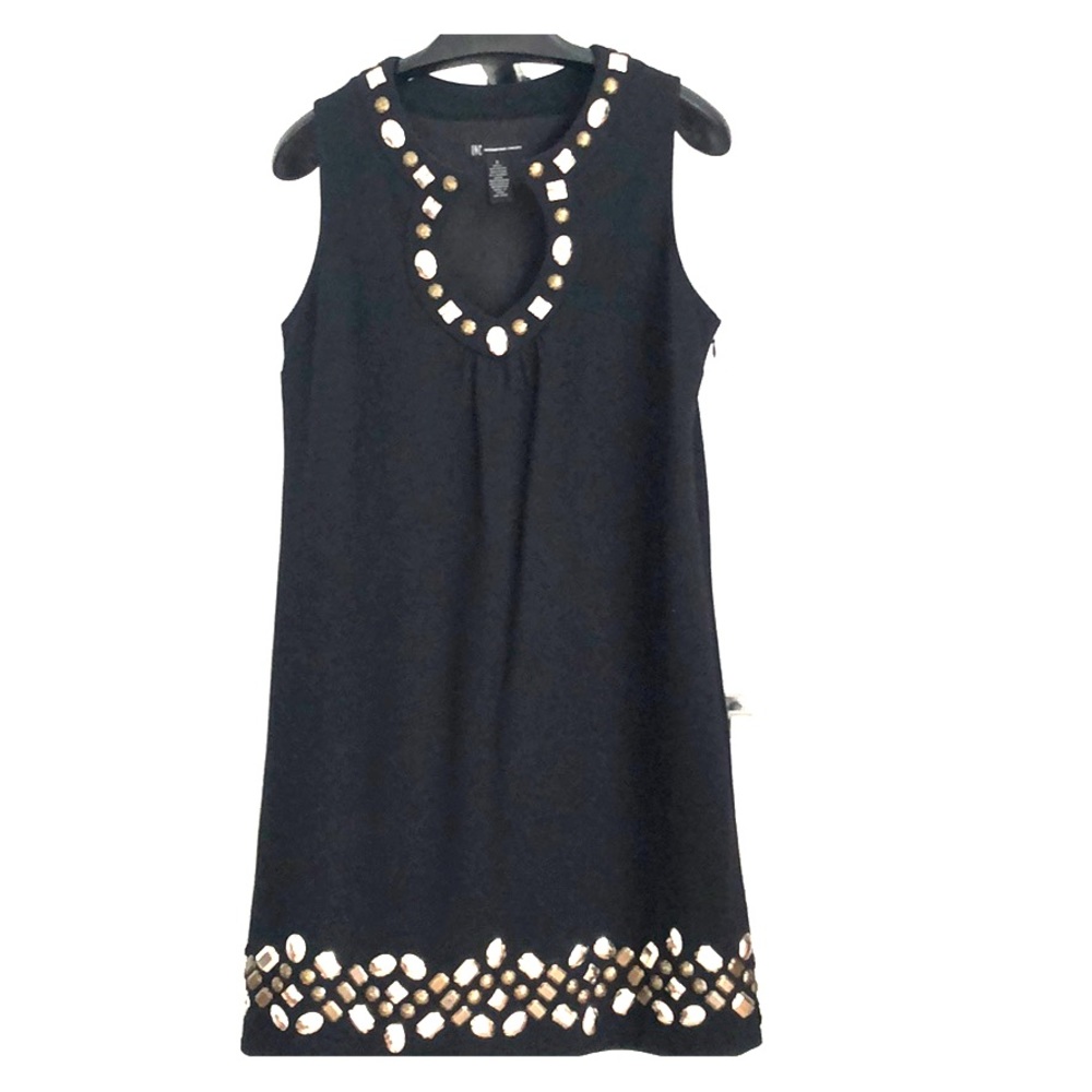 INC women’s black mini dress with beads 6